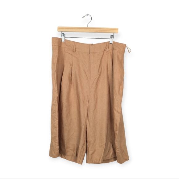 NWT Nicholas Delfina Twig Brown Longline Linen Shorts Size 18 - Picture 1 of 11
